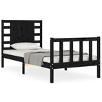 Bed Frame without Mattress Black 90x190 cm Solid Wood Pine