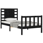 Bed Frame without Mattress Black 90x190 cm Solid Wood Pine