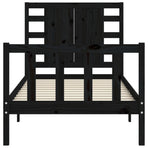 Bed Frame without Mattress Black 90x190 cm Solid Wood Pine