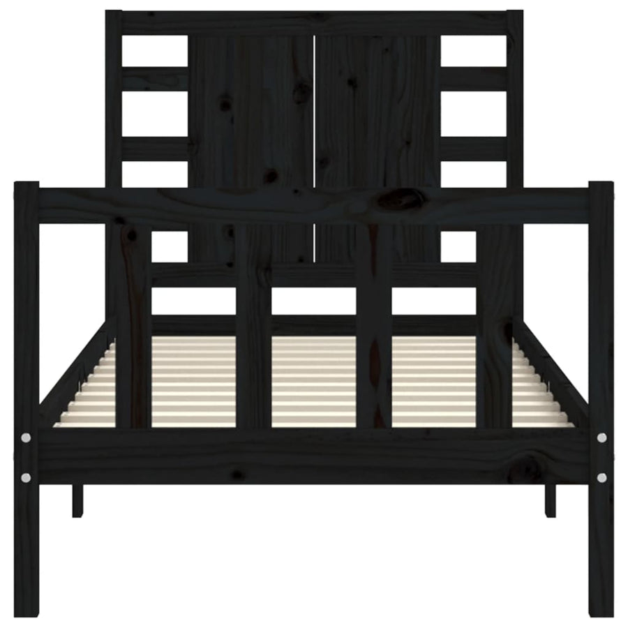 Bed Frame without Mattress Black 90x190 cm Solid Wood Pine