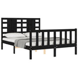 Bed Frame without Mattress Black 135x190 cm Solid Wood Pine - Top-Down View