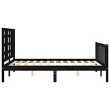 Bed Frame without Mattress Black 135x190 cm Solid Wood Pine - Close-Up Angle