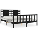 Bed Frame without Mattress Black 150x200 cm Solid Wood Pine