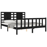 Bed Frame without Mattress Black 150x200 cm Solid Wood Pine
