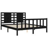 Bed Frame without Mattress Black 150x200 cm Solid Wood Pine - 45-Degree Angle