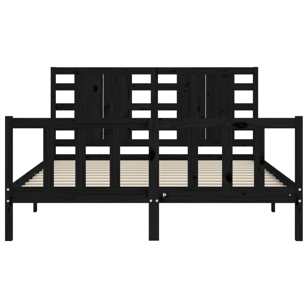 Bed Frame without Mattress Black 150x200 cm Solid Wood Pine