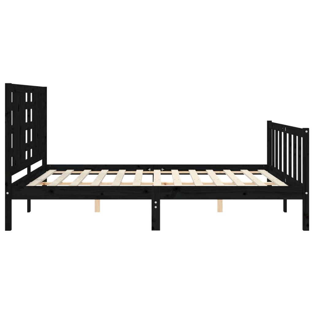 Bed Frame without Mattress Black 150x200 cm Solid Wood Pine