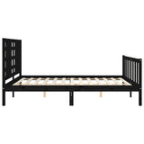 Bed Frame without Mattress Black 150x200 cm Solid Wood Pine