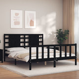 Bed Frame without Mattress Black 150x200 cm Solid Wood Pine