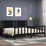 Bed Frame without Mattress Black 183x203 cm King Solid Wood Pine - Side View