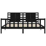 Bed Frame without Mattress Black 183x203 cm King Solid Wood Pine - Rear View