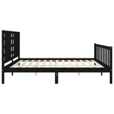 Bed Frame without Mattress Black 183x203 cm King Solid Wood Pine - Close-Up Angle