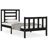 Bed Frame without Mattress Black 90x190 cm Solid Wood Pine - Front View
