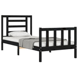 Bed Frame without Mattress Black 90x190 cm Solid Wood Pine - Top-Down View