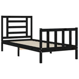 Bed Frame without Mattress Black 90x190 cm Solid Wood Pine - 45-Degree Angle