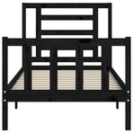 Bed Frame without Mattress Black 90x190 cm Solid Wood Pine