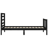 Bed Frame without Mattress Black 90x190 cm Solid Wood Pine - Close-Up Angle