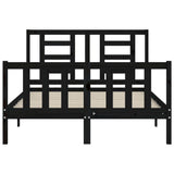 Bed Frame without Mattress Black 135x190 cm Solid Wood Pine