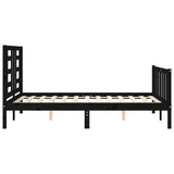 Bed Frame without Mattress Black 135x190 cm Solid Wood Pine - Close-Up Angle