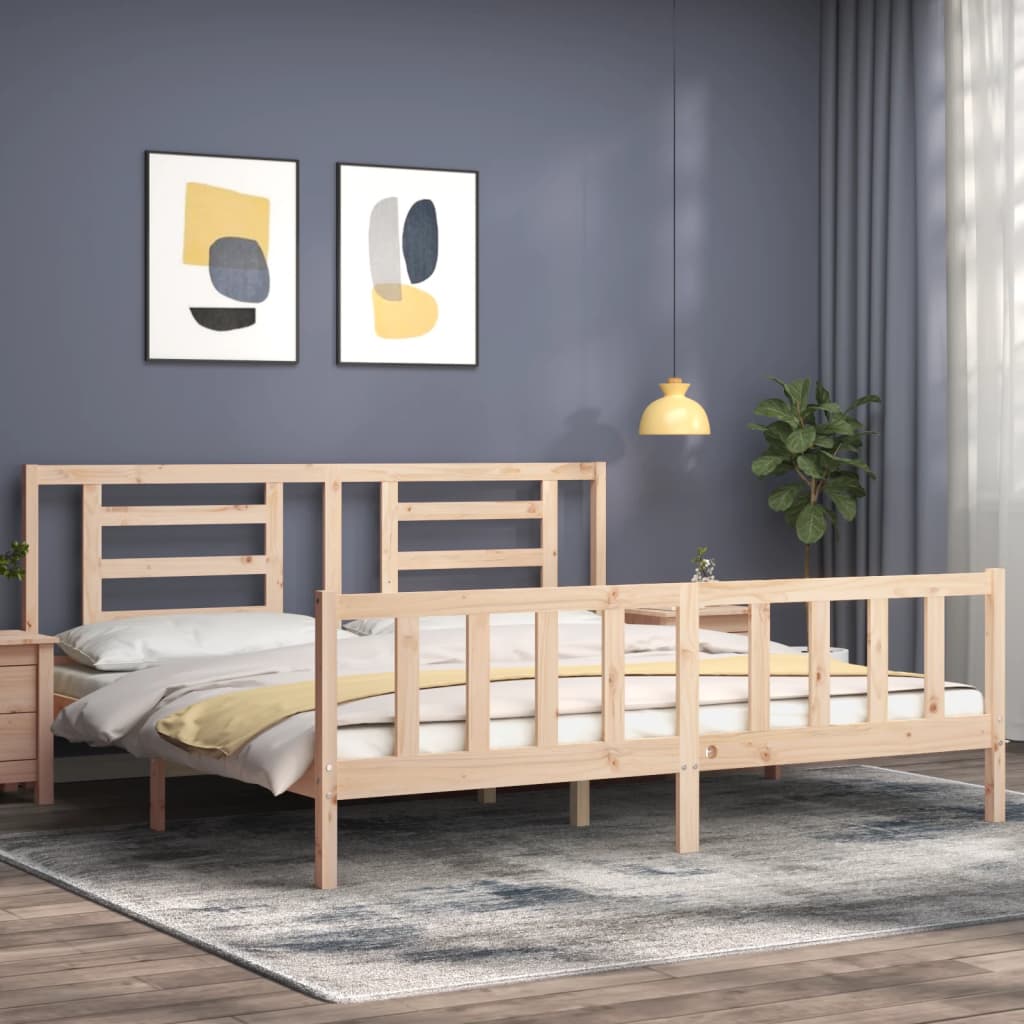 Bed Frame without Mattress 183x203 cm King Solid Wood Pine