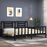 Bed Frame without Mattress Black 183x203 cm King Solid Wood Pine - Side View