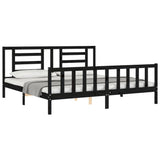 Bed Frame without Mattress Black 183x203 cm King Solid Wood Pine - Top-Down View