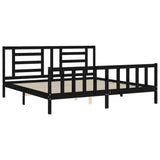 Bed Frame without Mattress Black 183x203 cm King Solid Wood Pine - 45-Degree Angle