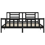 Bed Frame without Mattress Black 183x203 cm King Solid Wood Pine - Rear View