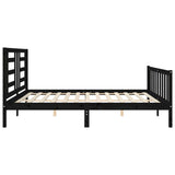 Bed Frame without Mattress Black 183x203 cm King Solid Wood Pine - Close-Up Angle