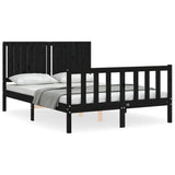 Bed Frame without Mattress Black 135x190 cm Solid Wood Pine