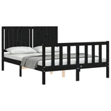 Bed Frame without Mattress Black 135x190 cm Solid Wood Pine