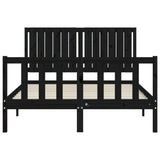 Bed Frame without Mattress Black 135x190 cm Solid Wood Pine