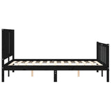 Bed Frame without Mattress Black 135x190 cm Solid Wood Pine - Close-Up Angle