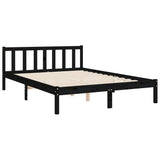 Bed Frame without Mattress Black 135x190 cm Solid Wood Pine - Extra Image