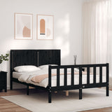 Bed Frame without Mattress Black 135x190 cm Solid Wood Pine