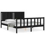 Bed Frame without Mattress Black 150x200 cm Solid Wood Pine