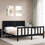Bed Frame without Mattress Black 150x200 cm Solid Wood Pine
