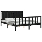 Bed Frame without Mattress Black 150x200 cm Solid Wood Pine