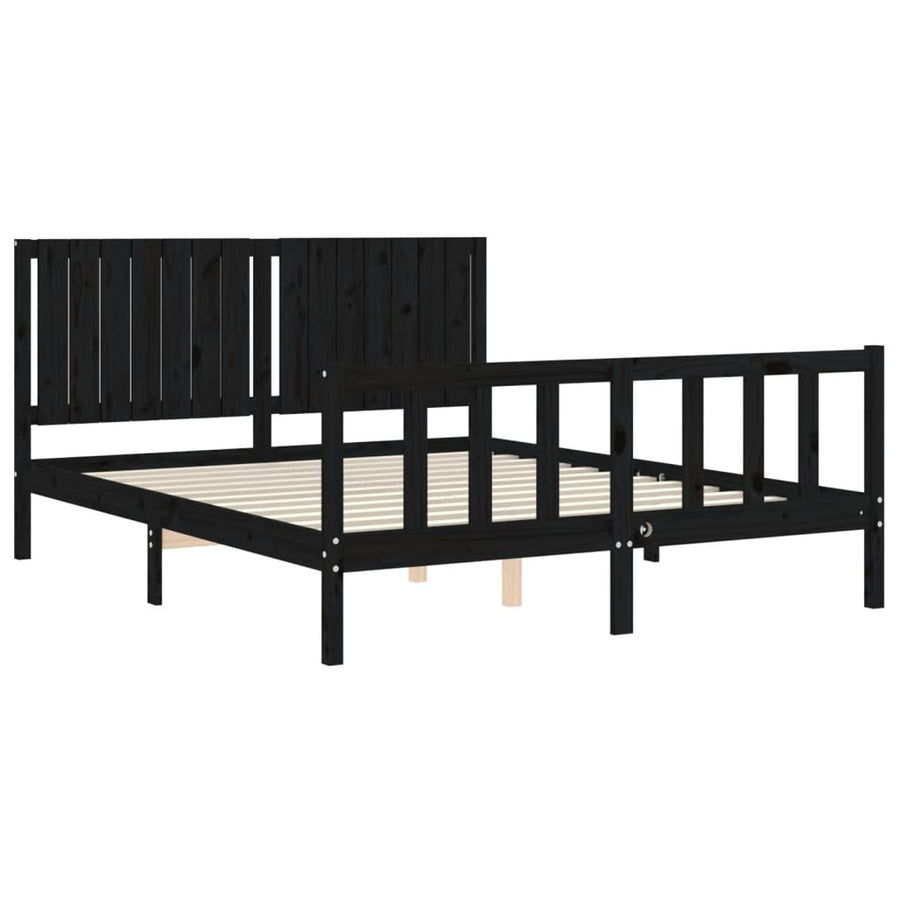 Bed Frame without Mattress Black 150x200 cm Solid Wood Pine