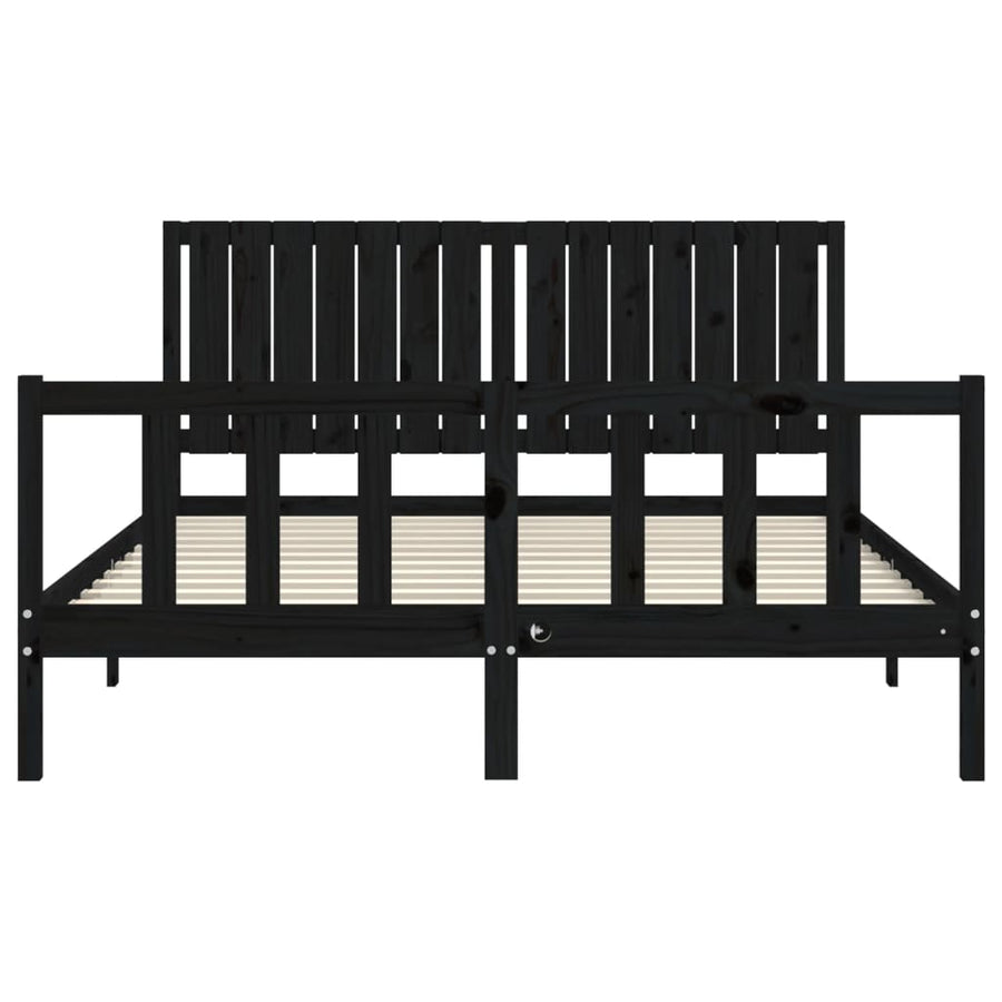 Bed Frame without Mattress Black 150x200 cm Solid Wood Pine