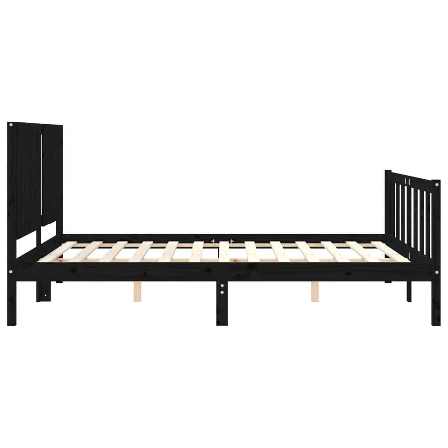 Bed Frame without Mattress Black 150x200 cm Solid Wood Pine