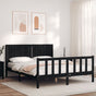 Bed Frame without Mattress Black 150x200 cm Solid Wood Pine