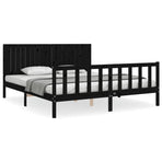Bed Frame without Mattress Black 183x203 cm King Solid Wood Pine