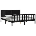 Bed Frame without Mattress Black 183x203 cm King Solid Wood Pine