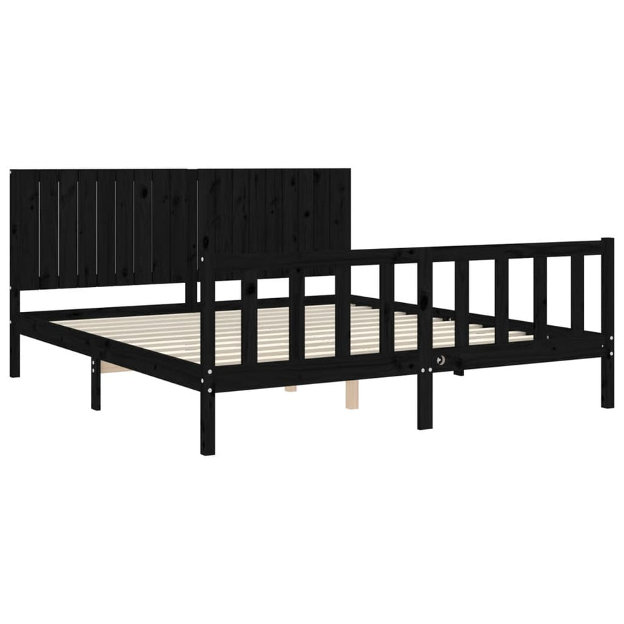 Bed Frame without Mattress Black 183x203 cm King Solid Wood Pine