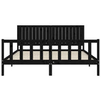 Bed Frame without Mattress Black 183x203 cm King Solid Wood Pine