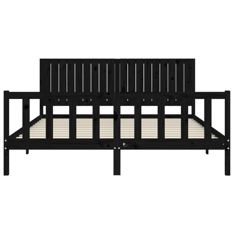 Bed Frame without Mattress Black 183x203 cm King Solid Wood Pine