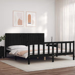 Bed Frame without Mattress Black 183x203 cm King Solid Wood Pine