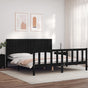 Bed Frame without Mattress Black 183x203 cm King Solid Wood Pine