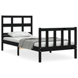 Bed Frame without Mattress Black 90x190 cm Solid Wood Pine